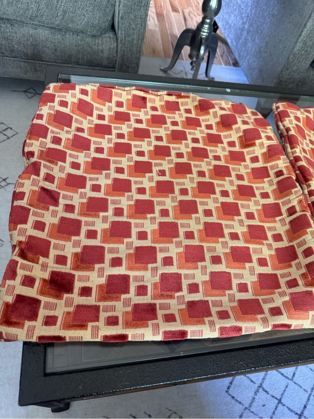 Red Geometric Accent Pillow Covers - 12x12 - set of 2
